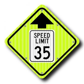 36" Solar Flashing Reduced Speed Ahead Sign with MPH