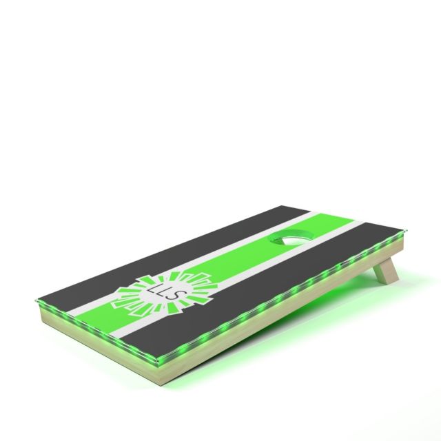 2-in-1 Cornhole & Beer Pong Table With LED Lights - Atlanta Football Field Design, Portable Party Game - View #9