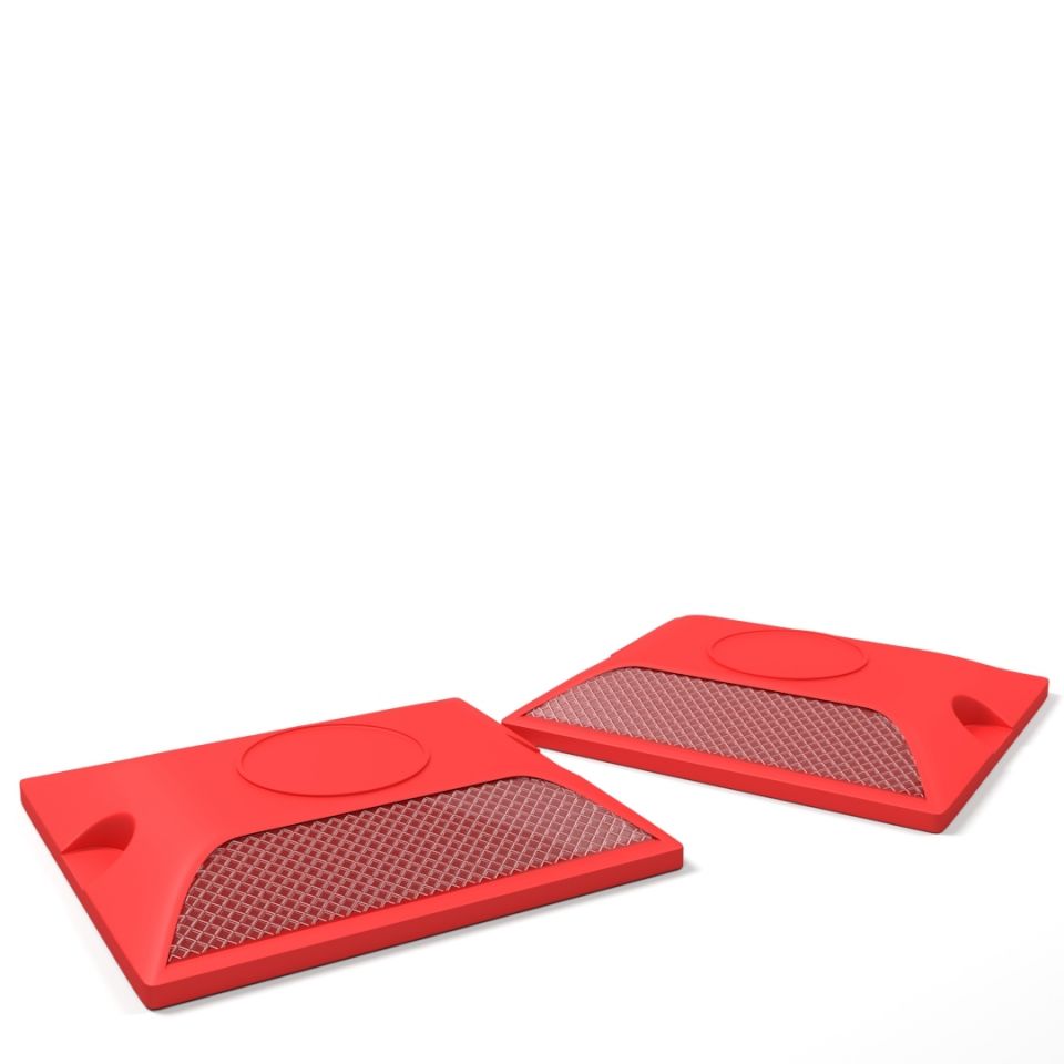 10 Pack - Commercial Road Reflector - 4" x 4" Red  with Red Reflector