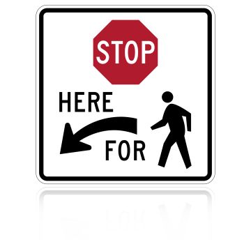 MUTCD R1-5BL Stop For Pedestrians (Left Arrow)