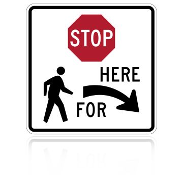 MUTCD R1-5BR Stop For Pedestrians (Right Arrow)