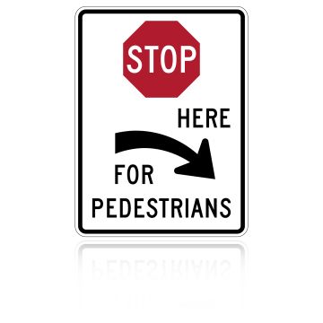 MUTCD R1-5CR Stop For Pedestrians (Right Arrow)