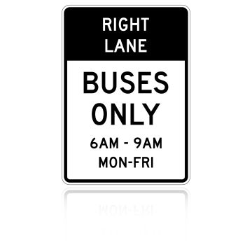 MUTCD R3-11B Buses Only Lane (Days & Times) (Post-mount)