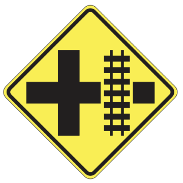 MUTCD W10-2 (L&R) Railroad Crossing (On Crossroad)