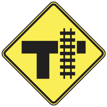 MUTCD W10-4 (L&R) Railroad Crossing (On Side of T Intersection)