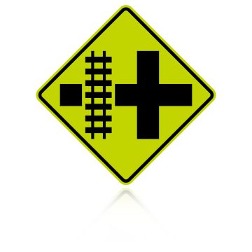 MUTCD W10-2 (L&R) Railroad Crossing (On Crossroad)