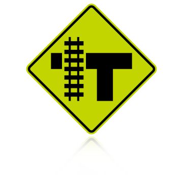 MUTCD W10-4 (L&R) Railroad Crossing (On Side of T Intersection)