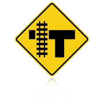 MUTCD W10-4 (L&R) Railroad Crossing (On Side of T Intersection)