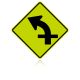 MUTCD W1-10AL Left Combination Curve / Cross Road Intersection