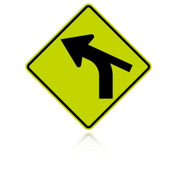 MUTCD W1-10CL Left Combination Curve / Cross Road Intersection (Tangent From Side)