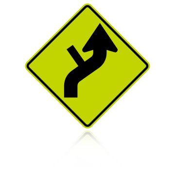 MUTCD W1-10DR Right Combination Reverse Curve / Side Road Intersection