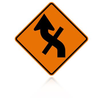 MUTCD W1-10EL Left Combination Reverse Curve / Cross Road Intersection