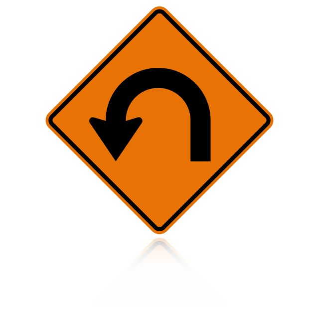 MUTCD W1-11L Left 180 Degree (Hairpin) Curve