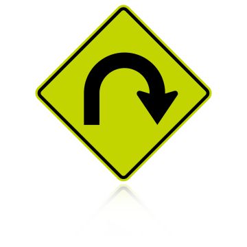 MUTCD W1-11R Right 180 Degree (Hairpin) Curve Sign