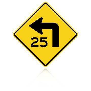 MUTCD W1-1aL Speed Advisory Turn Left