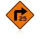 MUTCD W1-1aR Speed Advisory Turn Right
