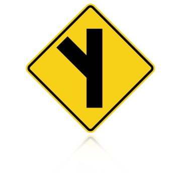 MUTCD W2-3L Left Diagonal Side Road Intersection