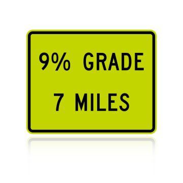 MUTCD W7-3BP 9% Grade 7 Miles