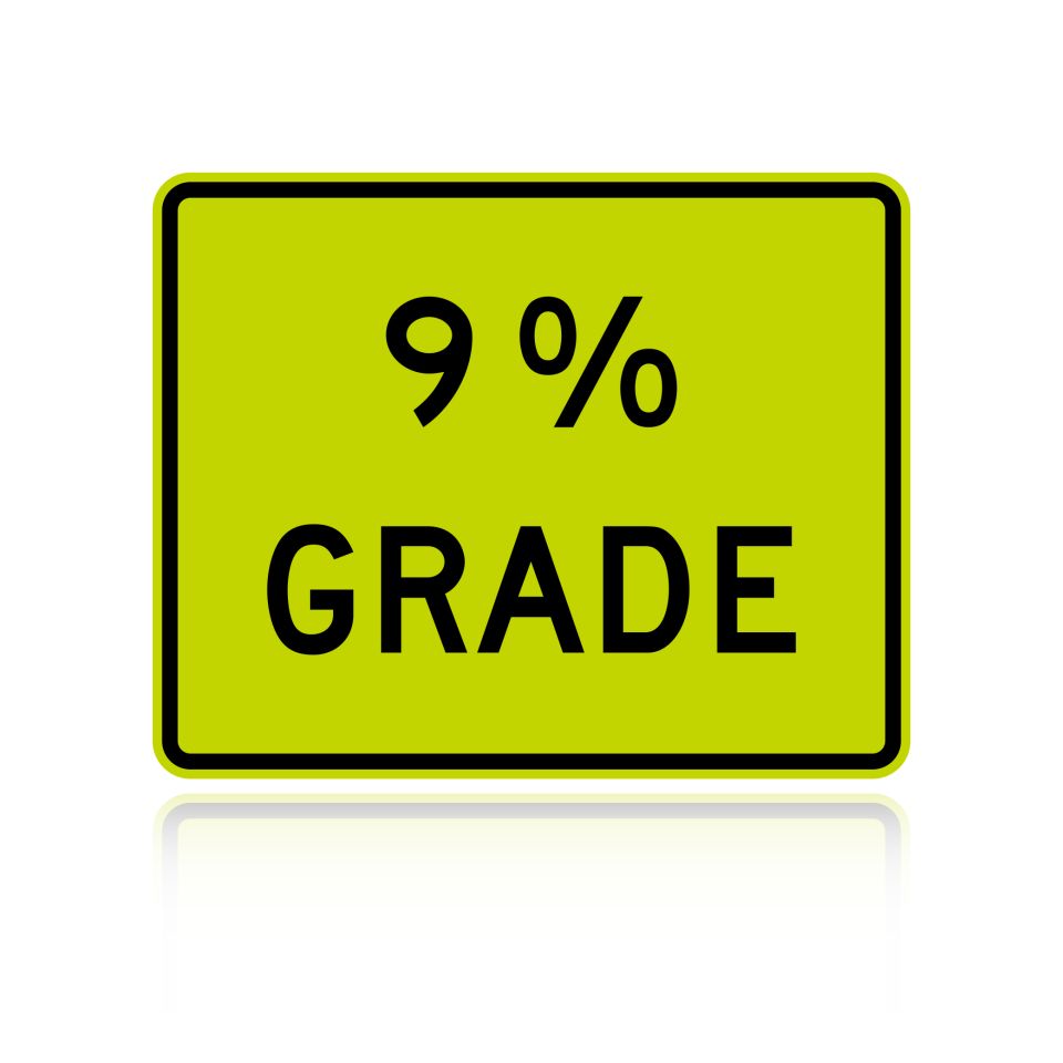 MUTCD W7-3P 9% Grade