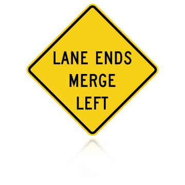 MUTCD W9-2L Lane Ends Merge Left