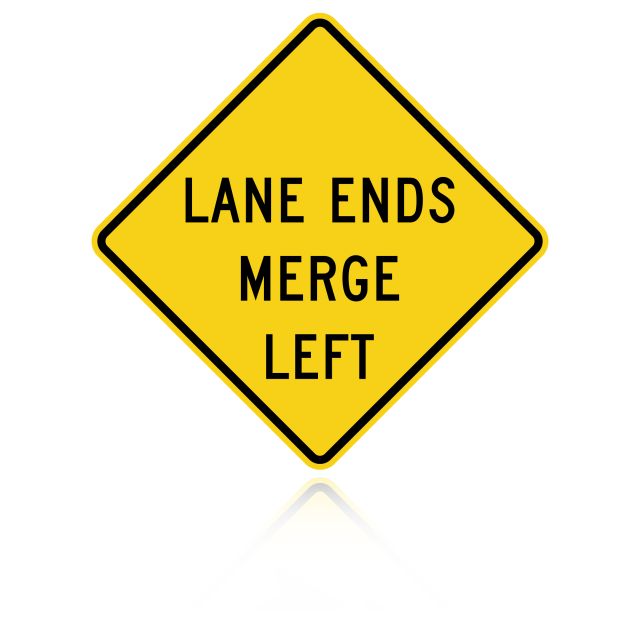 MUTCD W9-2L Lane Ends Merge Left