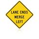 MUTCD W9-2L Lane Ends Merge Left