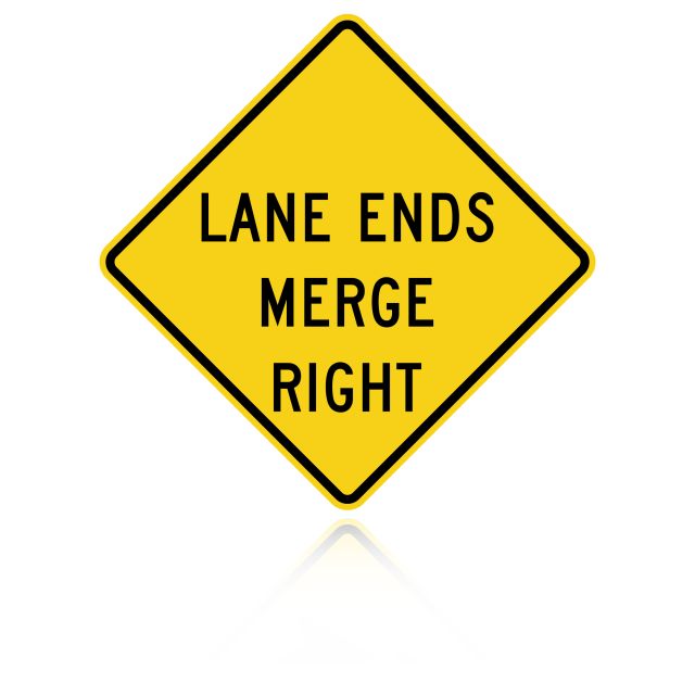 MUTCD W9-2R Lane Ends Merge Right