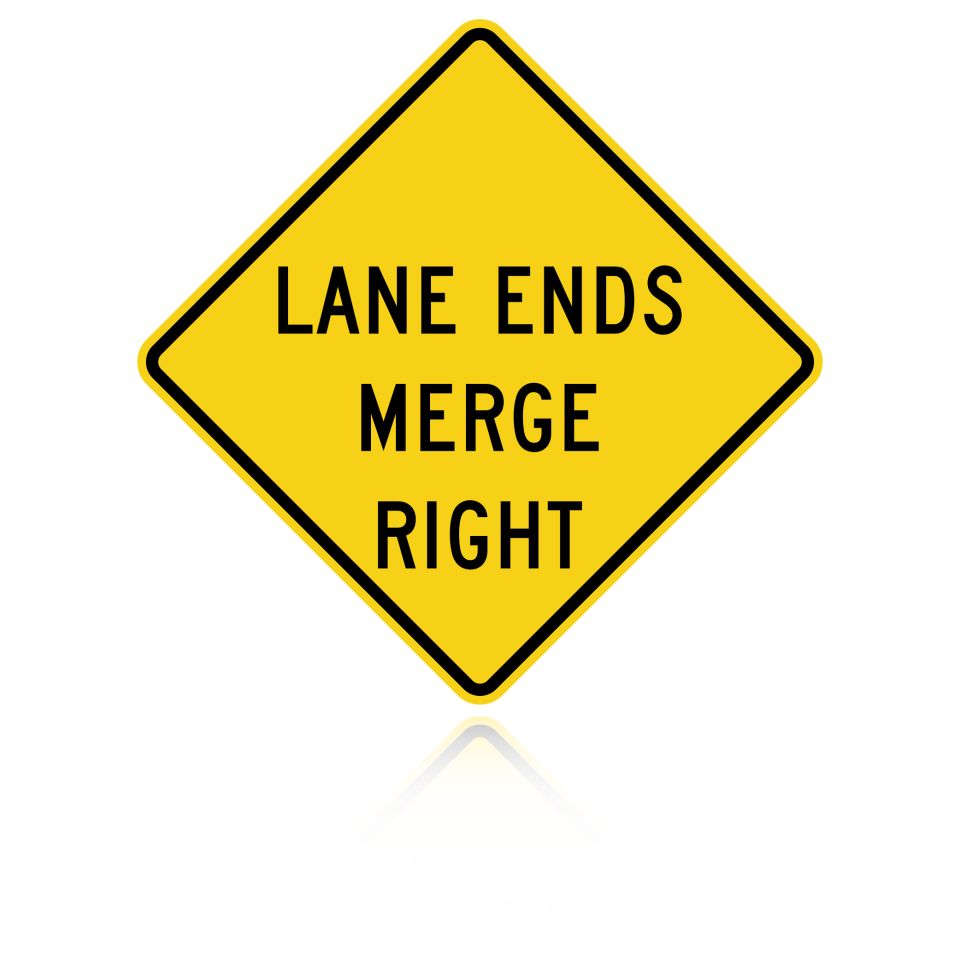 MUTCD W9-2R Lane Ends Merge Right