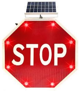 Refurbished 24" Flashing Stop Sign for Traffic Safety