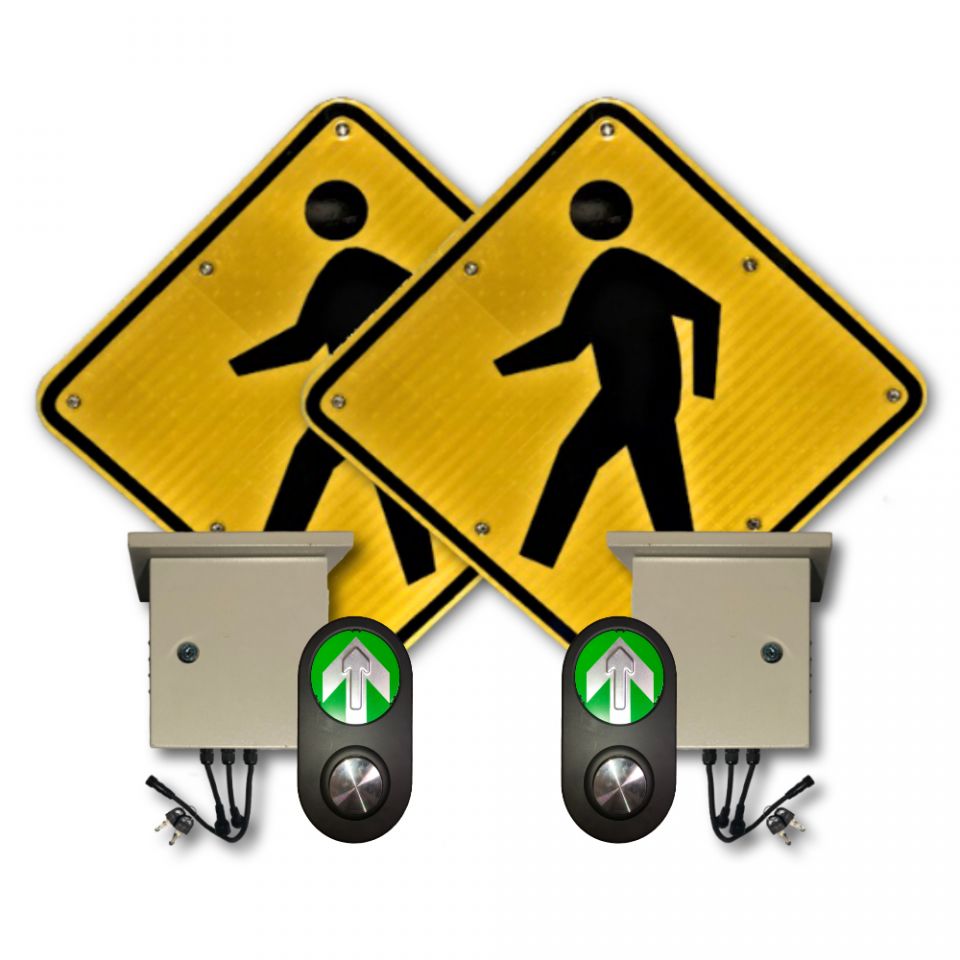24" Push Button LED Flashing Crosswalk System