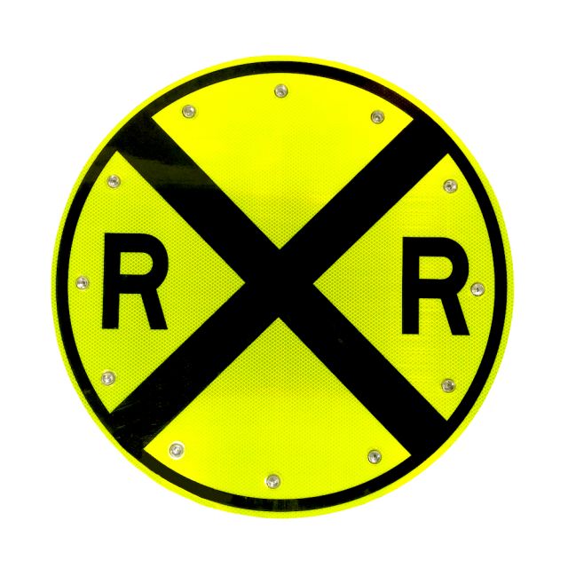 36" Solar Flashing Railroad Sign