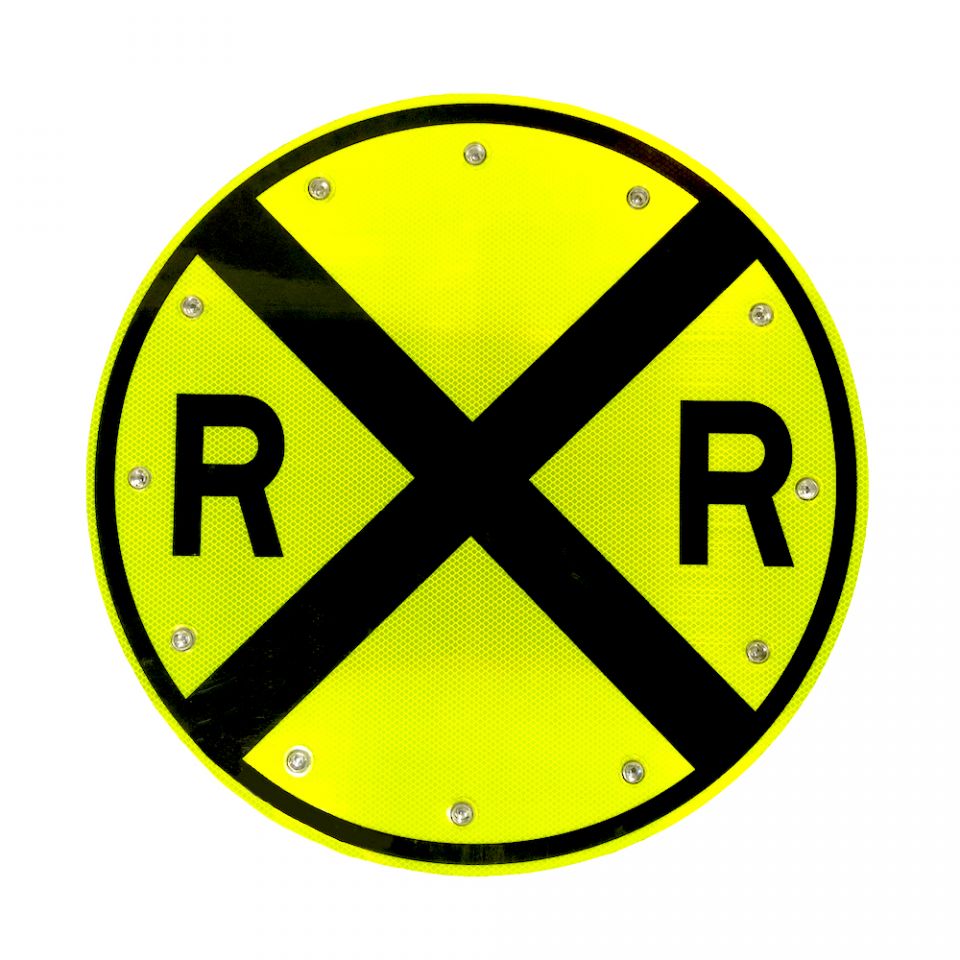 36" Solar Flashing Railroad Sign
