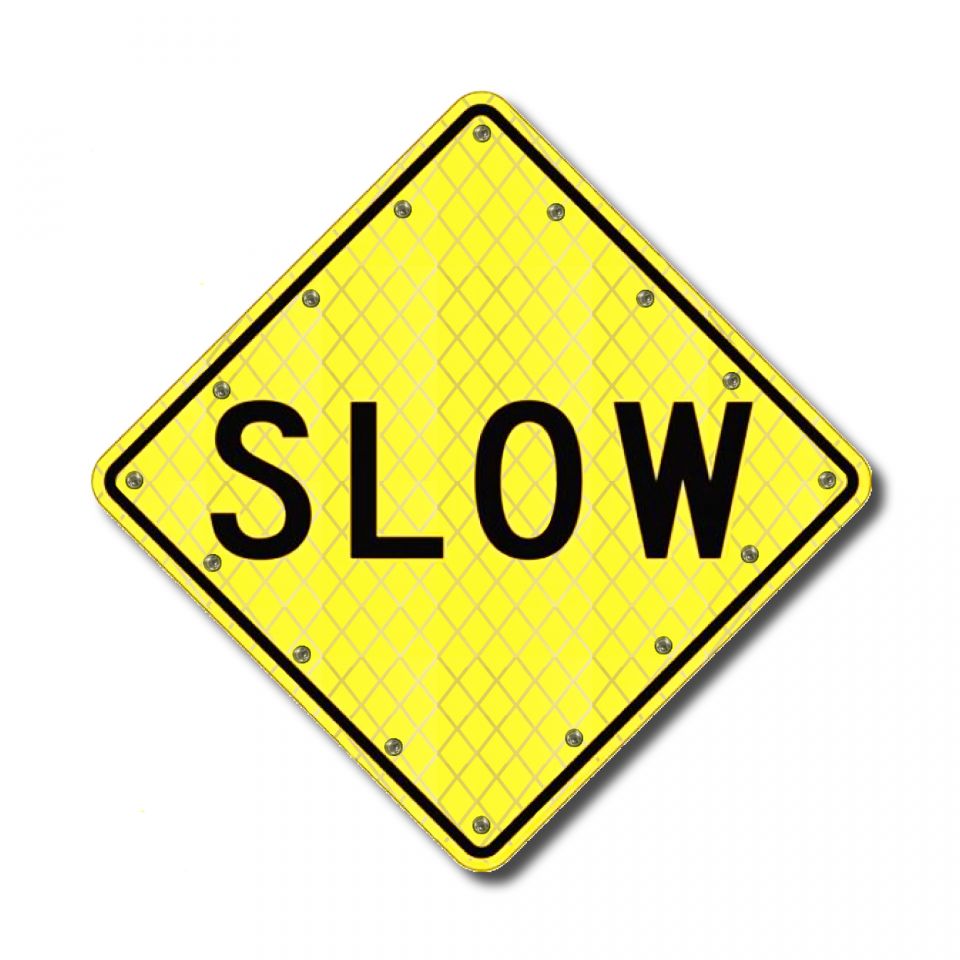 30" Solar Flashing Slow Sign for Enhanced Safety