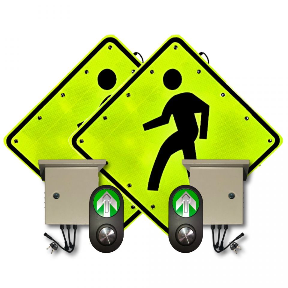 30" Push Button LED Flashing Crosswalk System